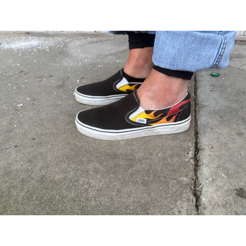 classic vans shoes flames